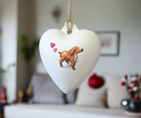 Cocker (Working) Red Ceramic Heart Bauble